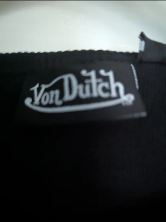 Von Dutch Black Tank with Red Embroidered Logo, Large - Picture 3 of 4